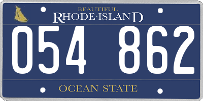 RI license plate 054862