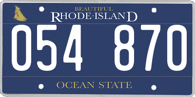 RI license plate 054870