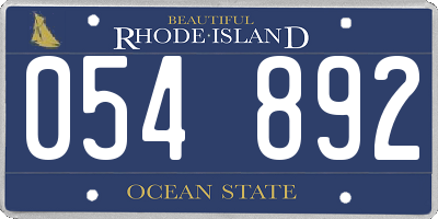 RI license plate 054892