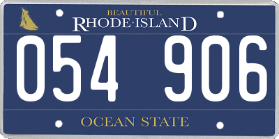 RI license plate 054906