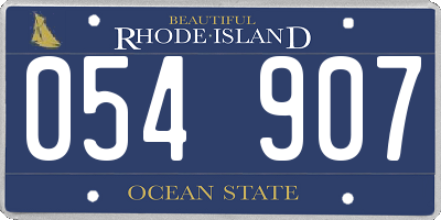 RI license plate 054907