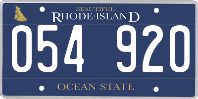 RI license plate 054920