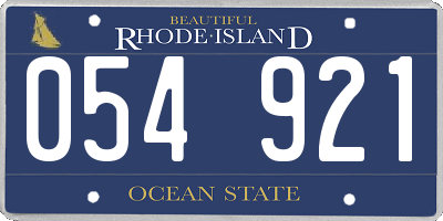 RI license plate 054921