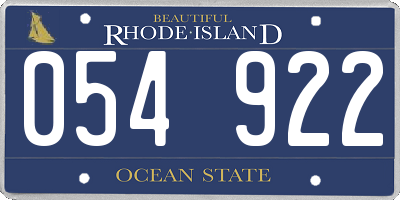 RI license plate 054922