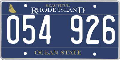 RI license plate 054926