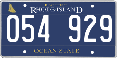 RI license plate 054929