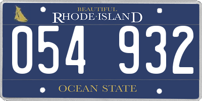 RI license plate 054932