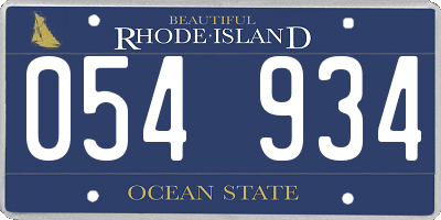 RI license plate 054934