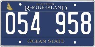 RI license plate 054958