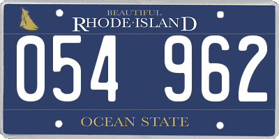RI license plate 054962