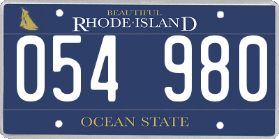 RI license plate 054980