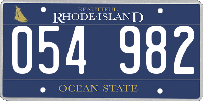 RI license plate 054982