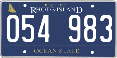 RI license plate 054983