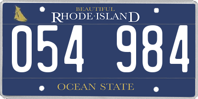 RI license plate 054984
