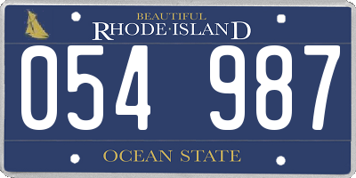 RI license plate 054987