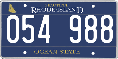 RI license plate 054988
