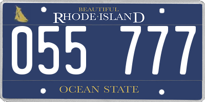 RI license plate 055777