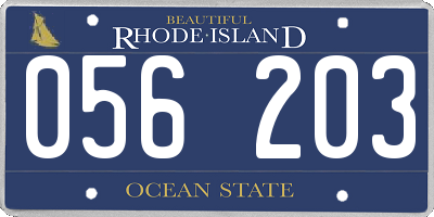RI license plate 056203