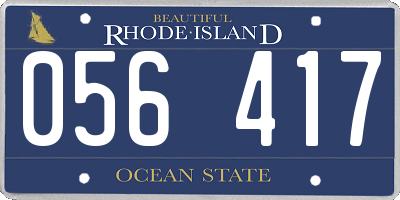 RI license plate 056417