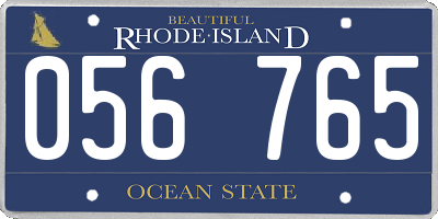 RI license plate 056765