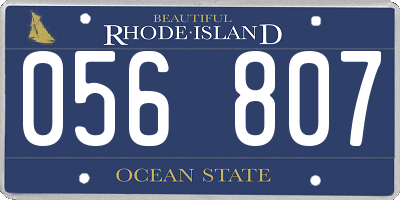 RI license plate 056807