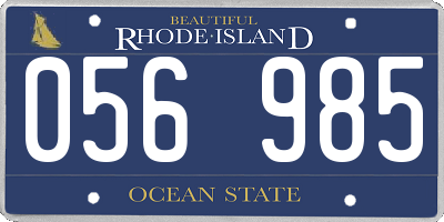 RI license plate 056985