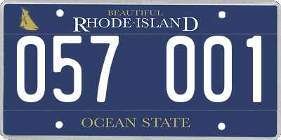 RI license plate 057001