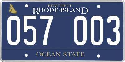 RI license plate 057003