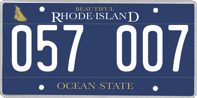RI license plate 057007