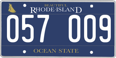 RI license plate 057009