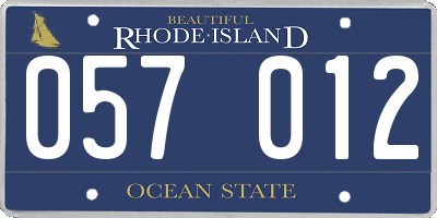 RI license plate 057012