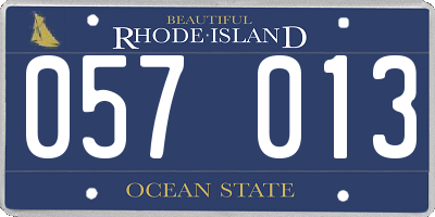RI license plate 057013