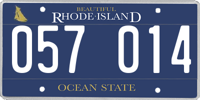 RI license plate 057014