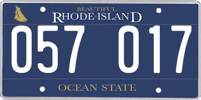 RI license plate 057017
