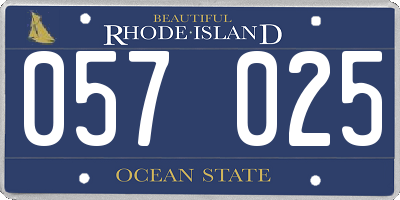 RI license plate 057025