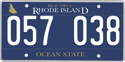 RI license plate 057038