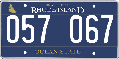 RI license plate 057067