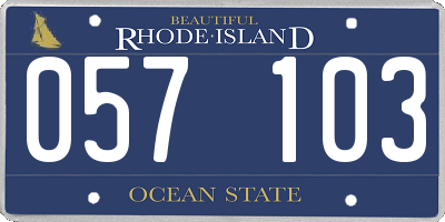 RI license plate 057103