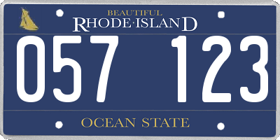 RI license plate 057123