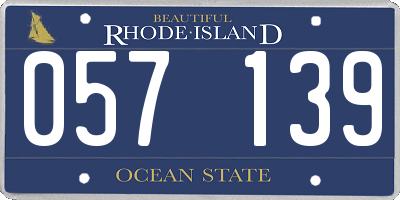 RI license plate 057139