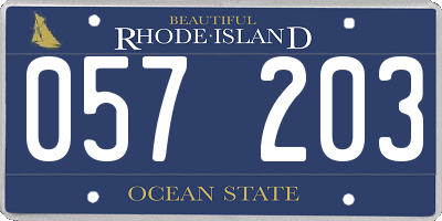 RI license plate 057203