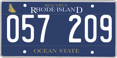 RI license plate 057209