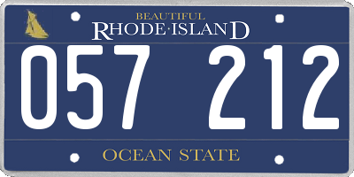 RI license plate 057212