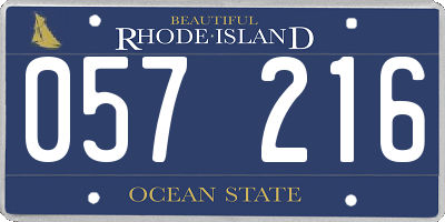 RI license plate 057216