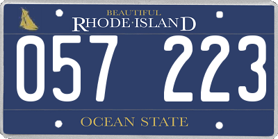 RI license plate 057223