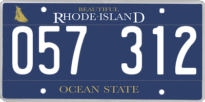 RI license plate 057312