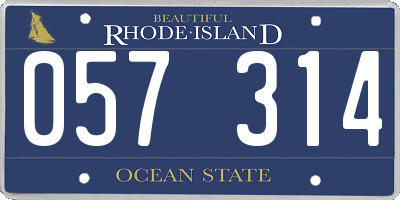 RI license plate 057314