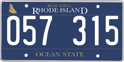 RI license plate 057315