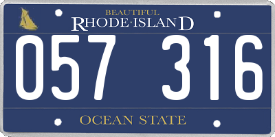 RI license plate 057316