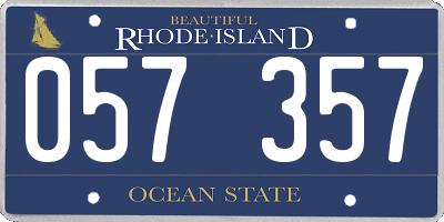 RI license plate 057357